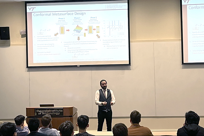 Jordan Budhu giving a lecture at Georgia Tech