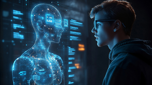 human and AI representative entity interacting